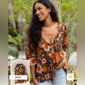 NATURAL LIFE Tunic in a Bag, Orange Floral, Size S/M